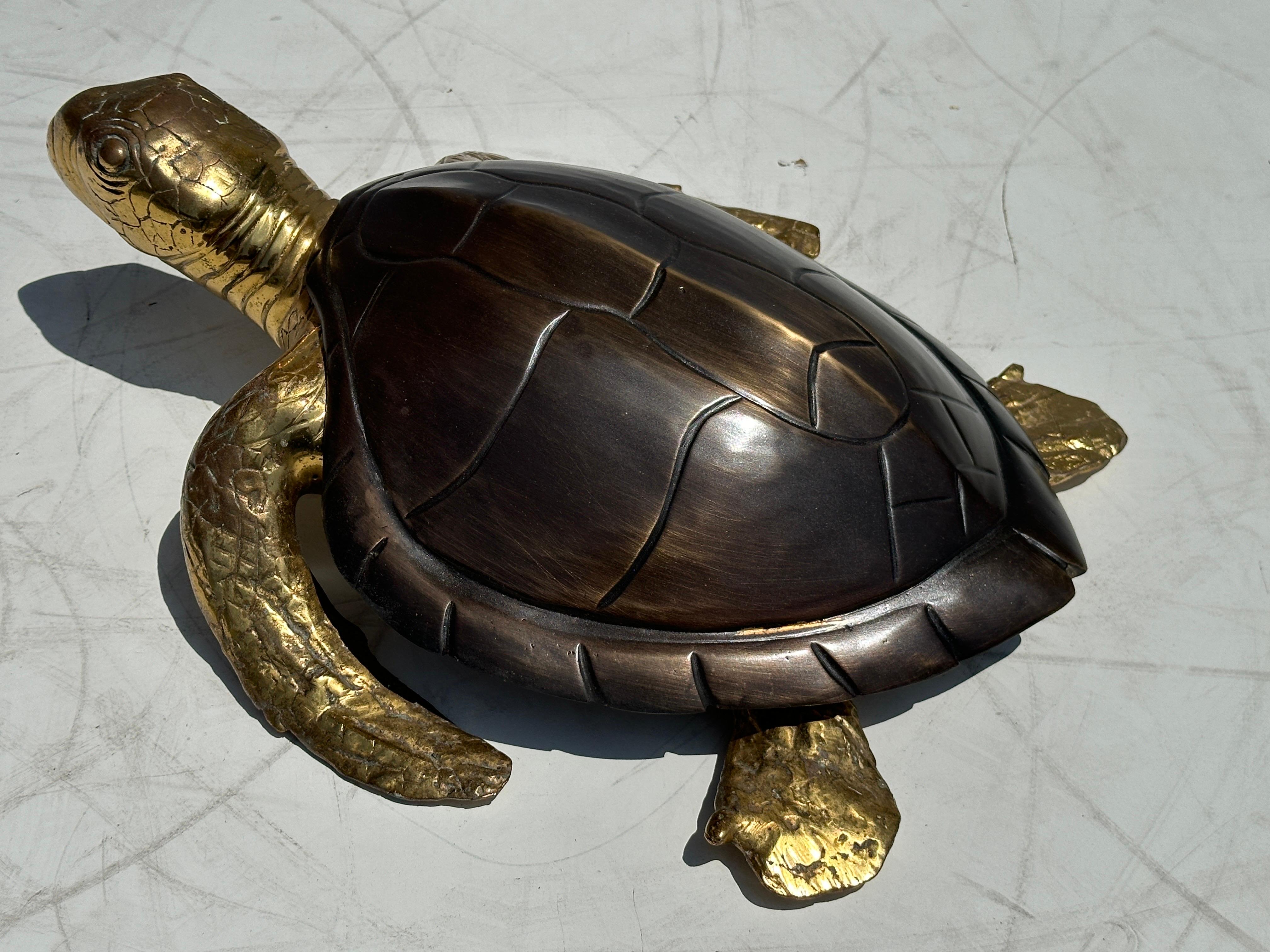 vintage brass turtle trinket box
