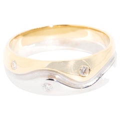 Two Tone Brilliant Diamond Vintage Men's Band in 18ct White and Yellow Gold