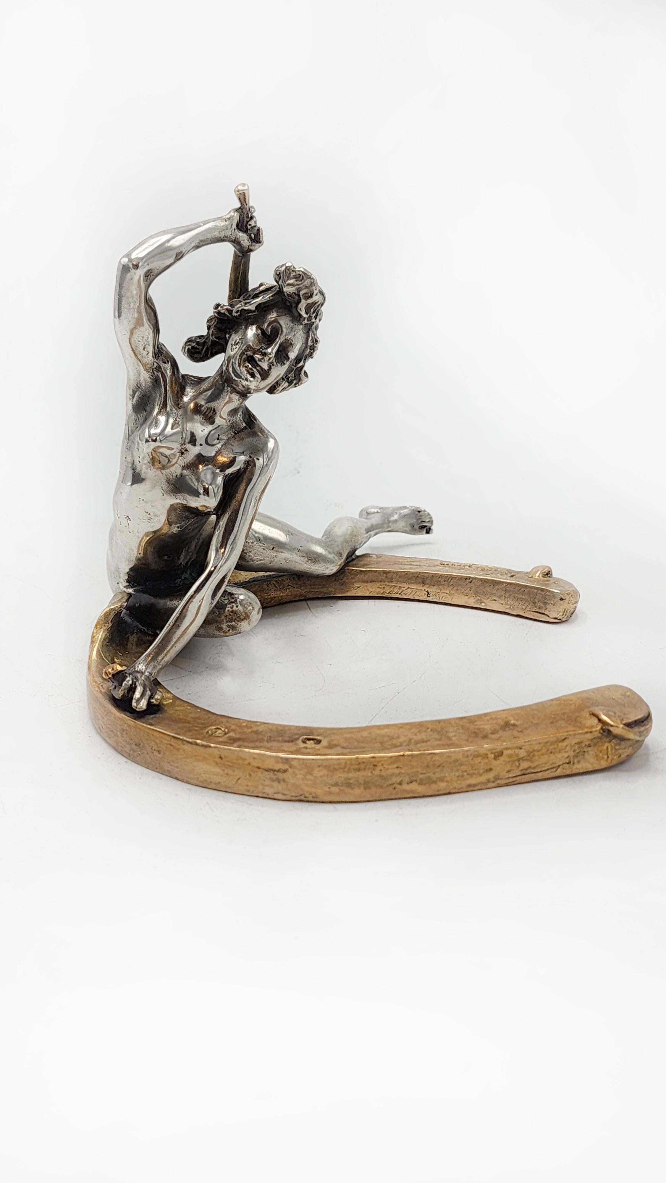 Hand-Crafted Two-tone bronze sculpture by Georges Recipon For Sale