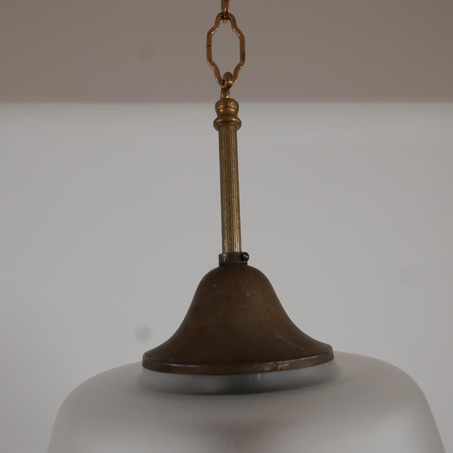 20th Century Two-Tone 'Bulbous' Etched and Clear Pendant Light
