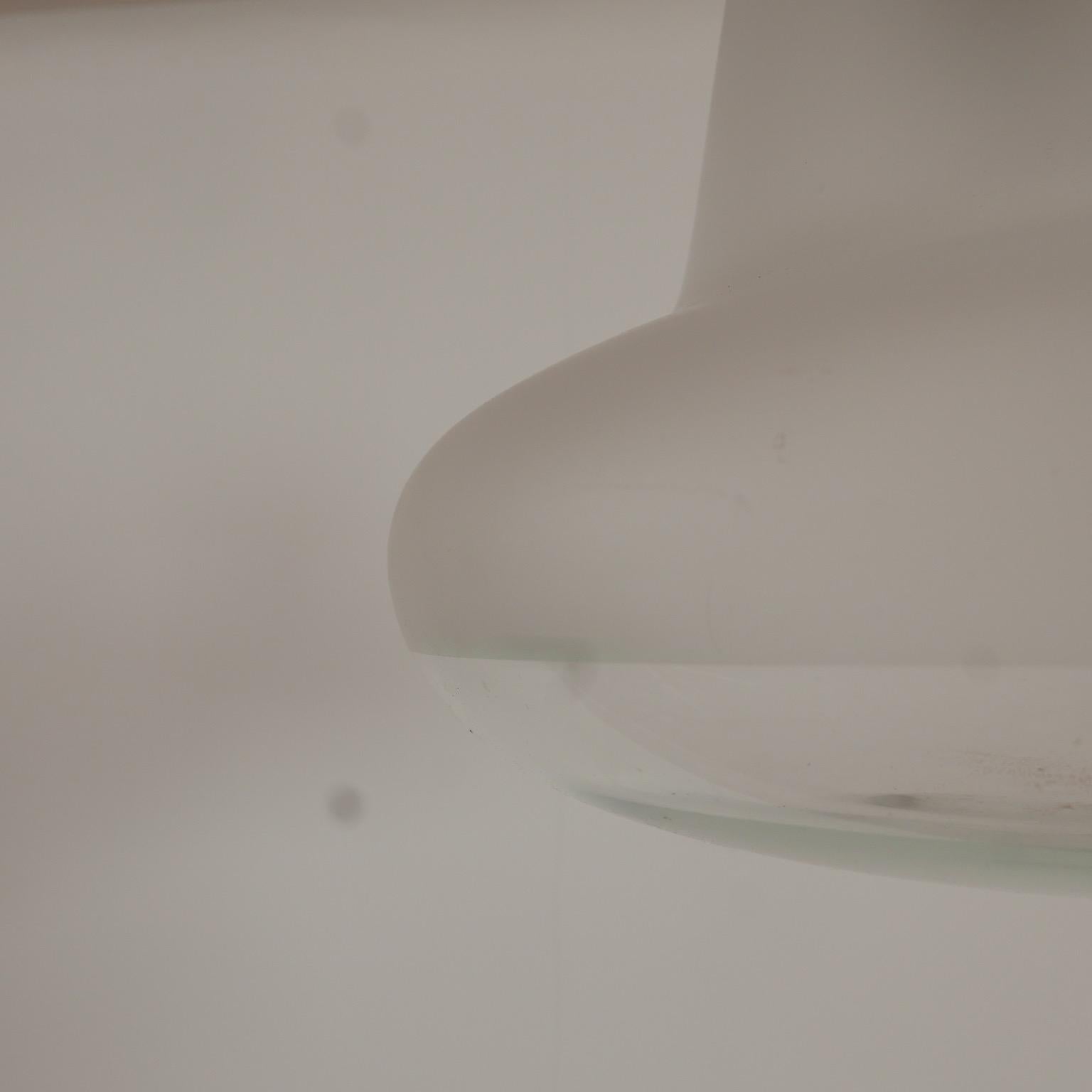 Glass Two-Tone 'Bulbous' Etched and Clear Pendant Light