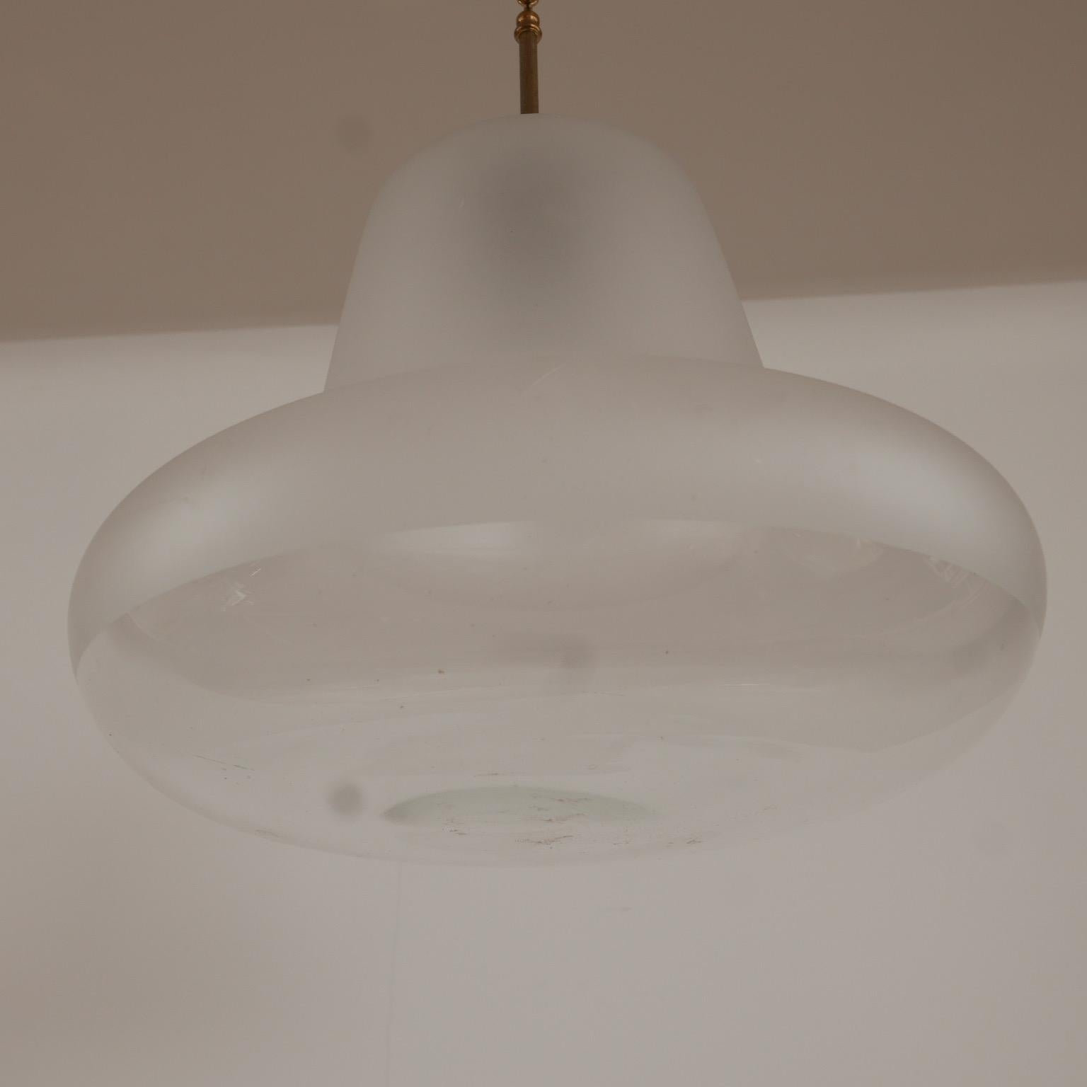 Two-Tone 'Bulbous' Etched and Clear Pendant Light 2