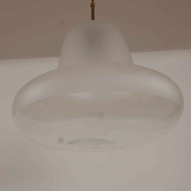 Two-Tone 'Bulbous' Etched and Clear Pendant Light For Sale at 1stDibs