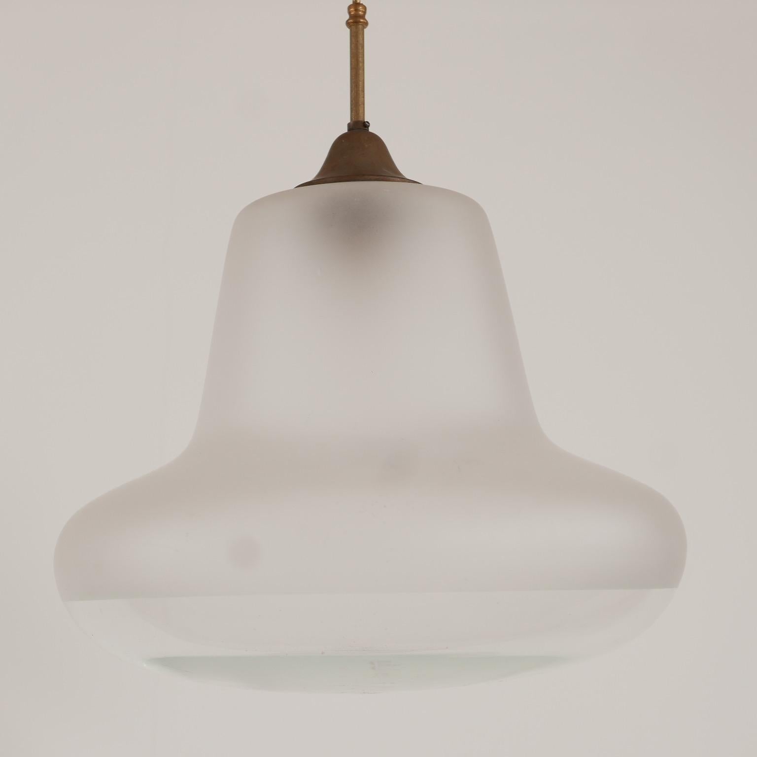 Two-Tone 'Bulbous' Etched and Clear Pendant Light 3