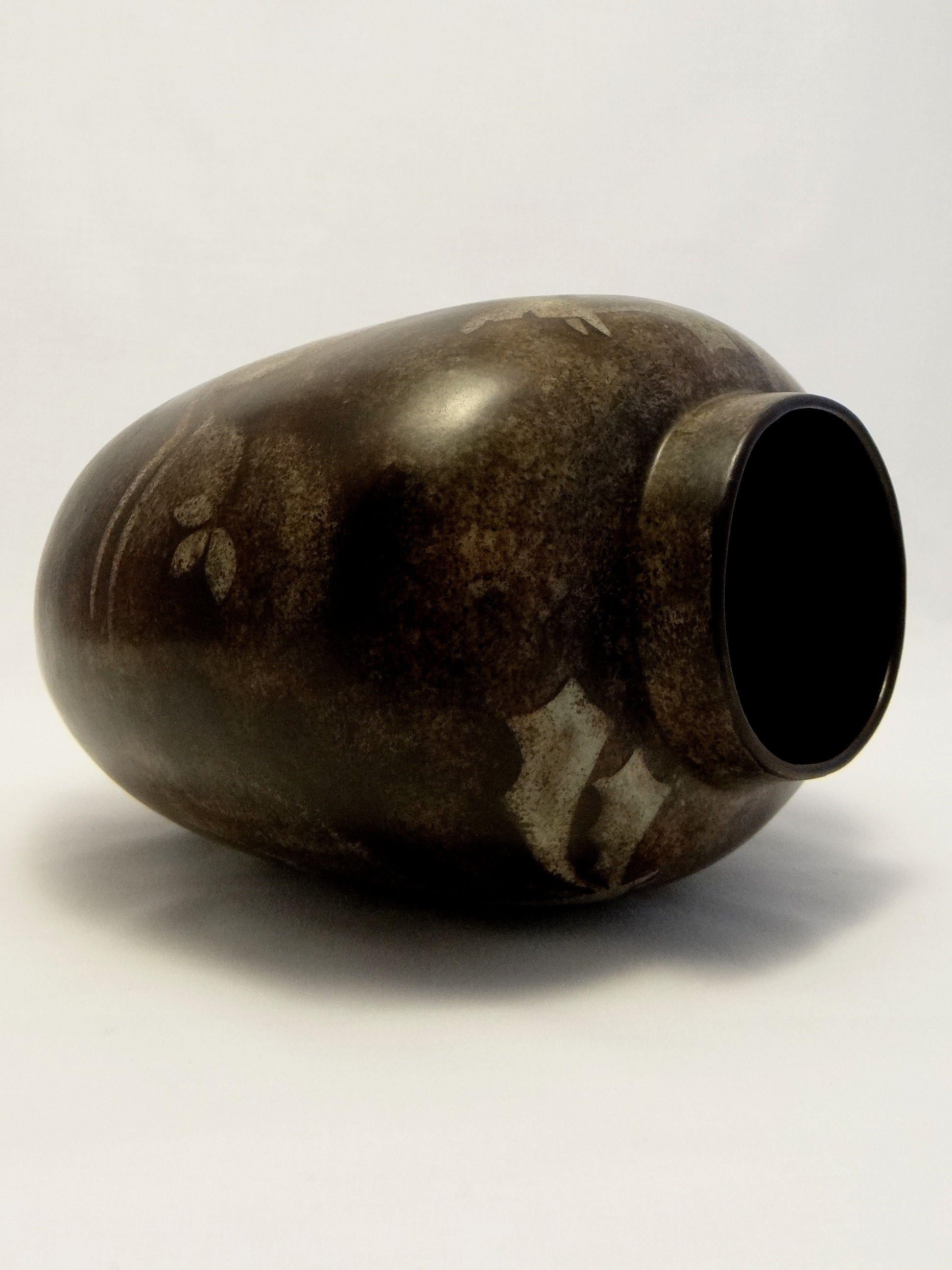 Two-Tone Ceramic Vase Charles Catteau Moose Decor 1937 4