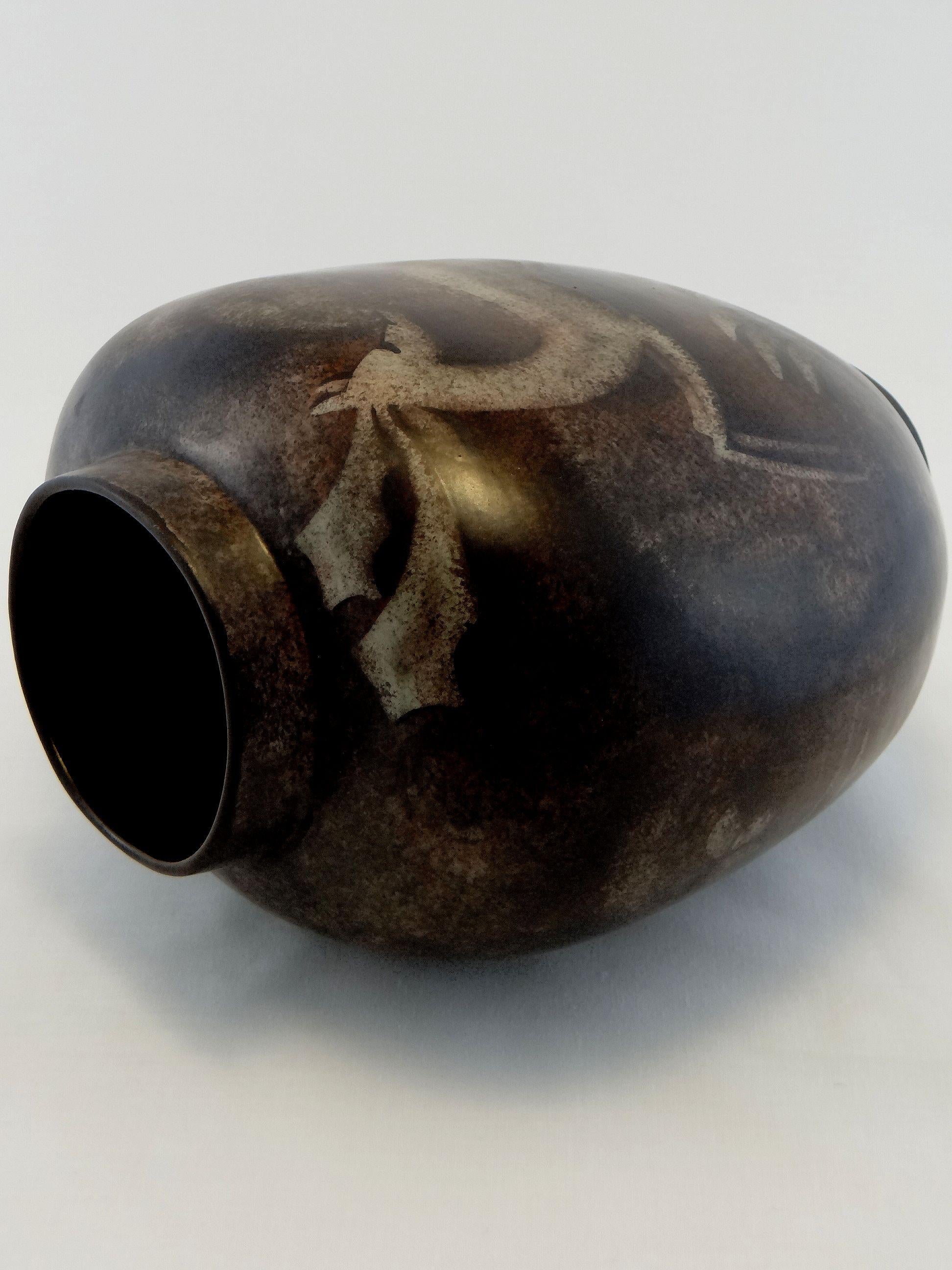 Two-Tone Ceramic Vase Charles Catteau Moose Decor 1937 5