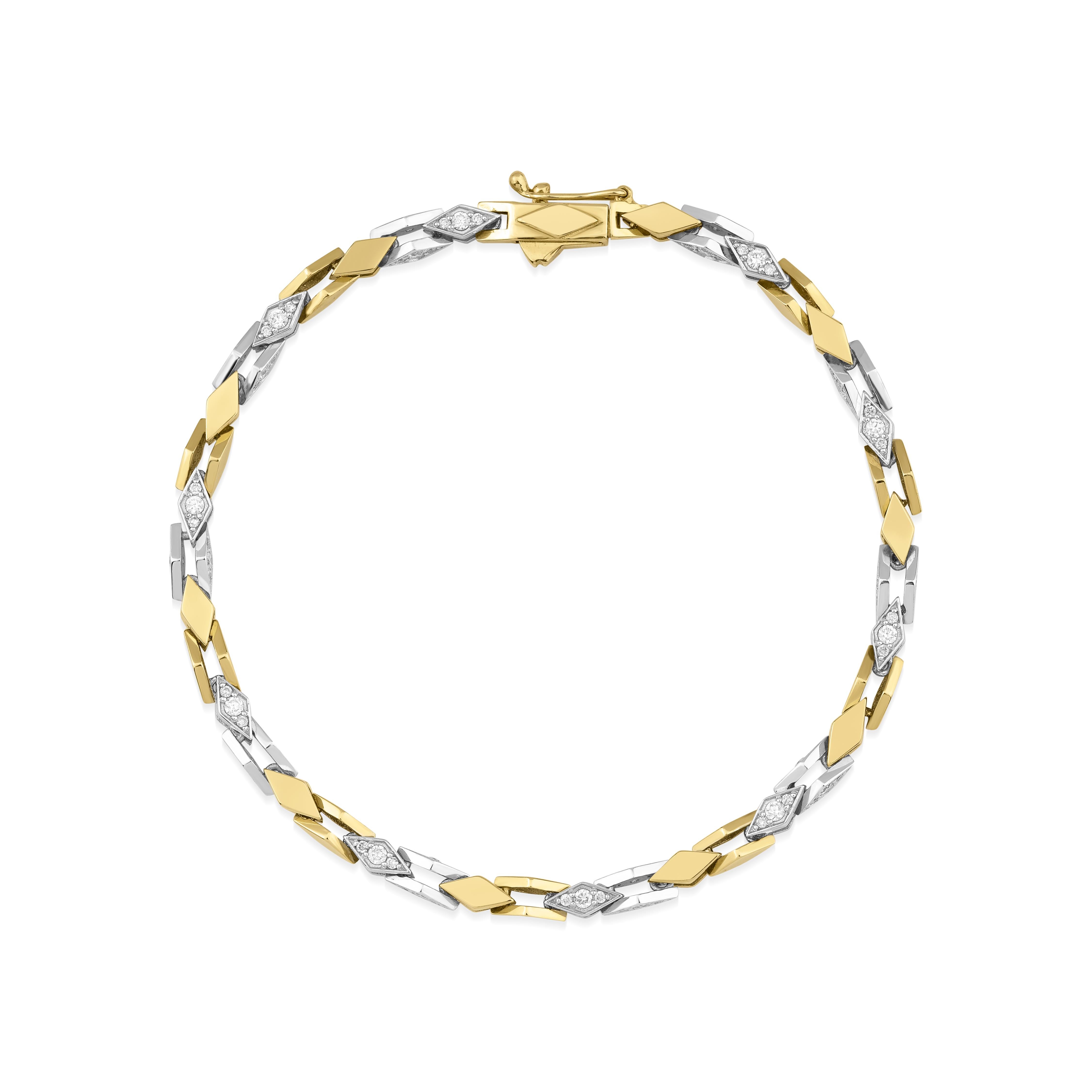 Pulsera unisex de diamantes con cadena bicolor en venta