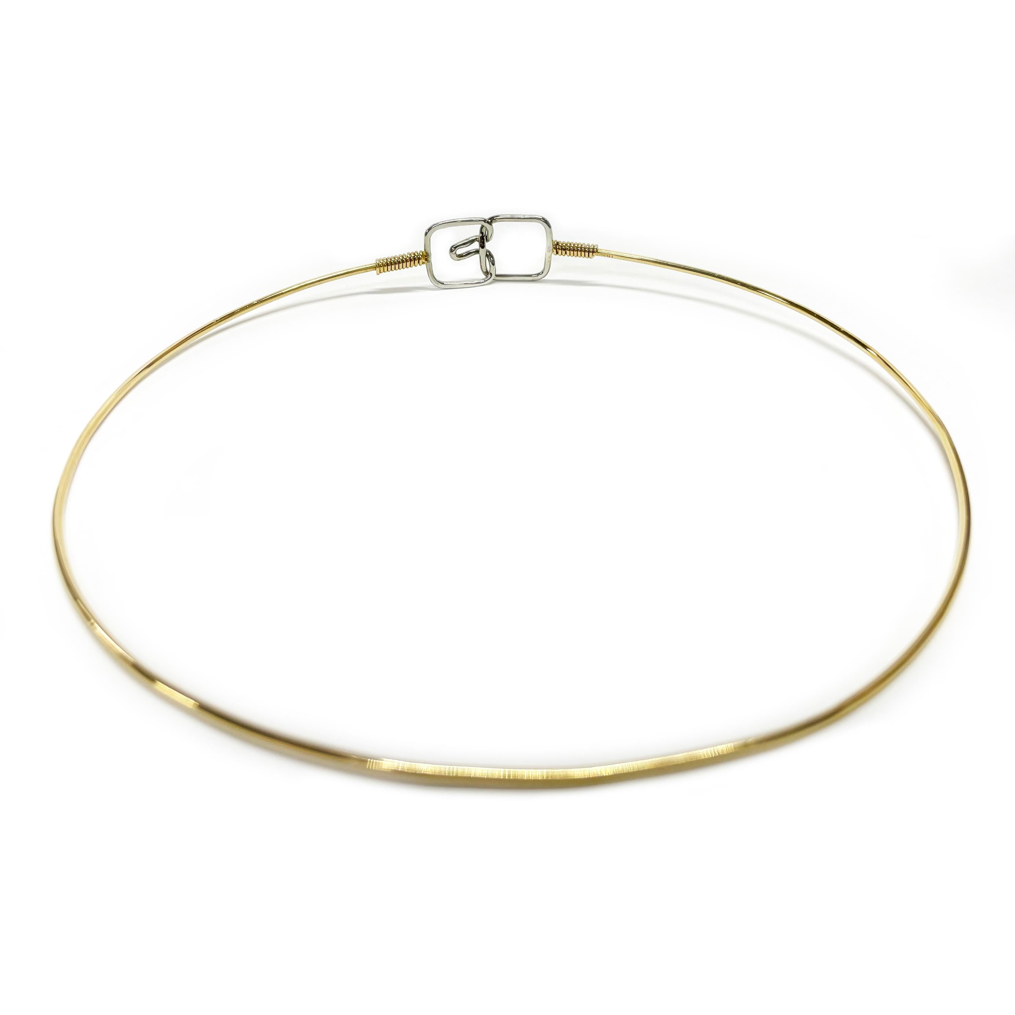 Retro Two-Tone Choker Wire Necklace For Sale