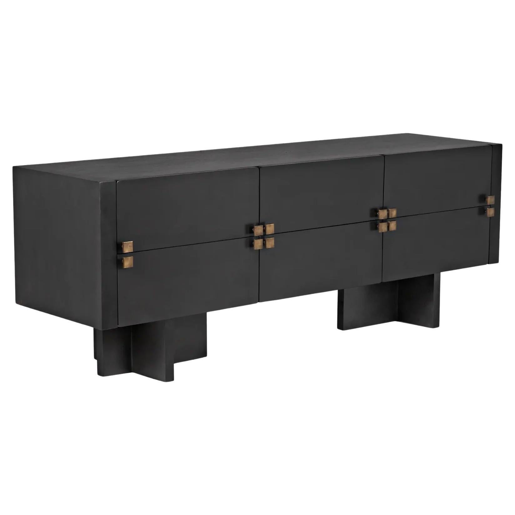Handcrafted Two-Tone Mahogany Credenza, Six Drawers