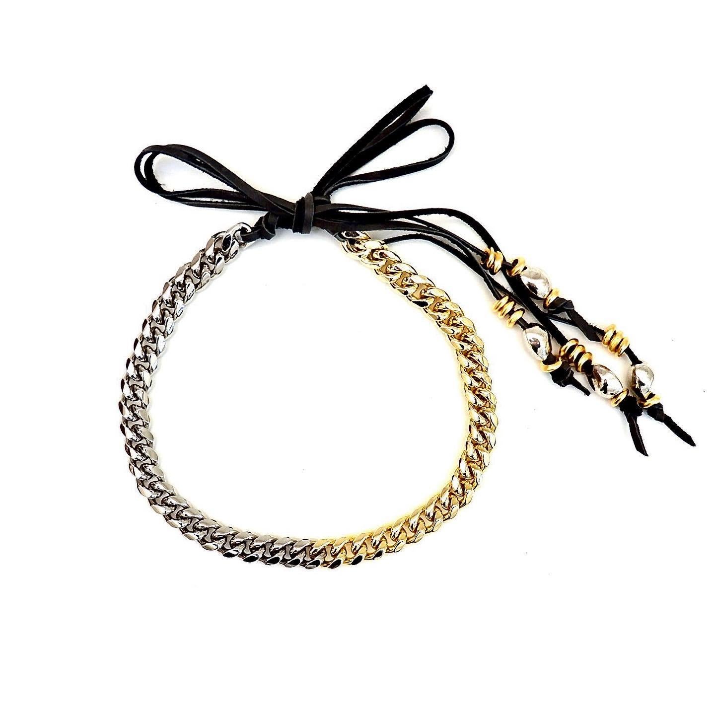 Women's Two tone cuban choker necklace For Sale