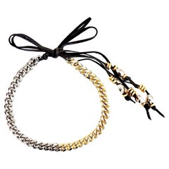 Two tone cuban choker necklace