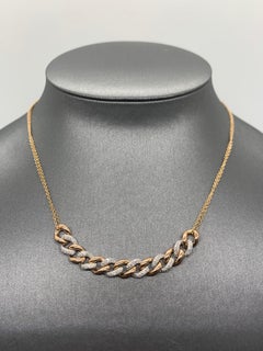 Two-Tone Cuban Diamond Link Pendant Necklace in 18K Rose & White Gold