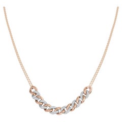 Two-Tone Cuban Diamond Link Pendant Necklace in 18K Rose & White Gold