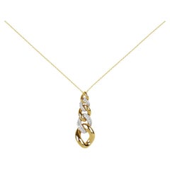 Two-Tone Cuban Link Drop Diamond Chain Necklace in 18K Yellow & White Gold