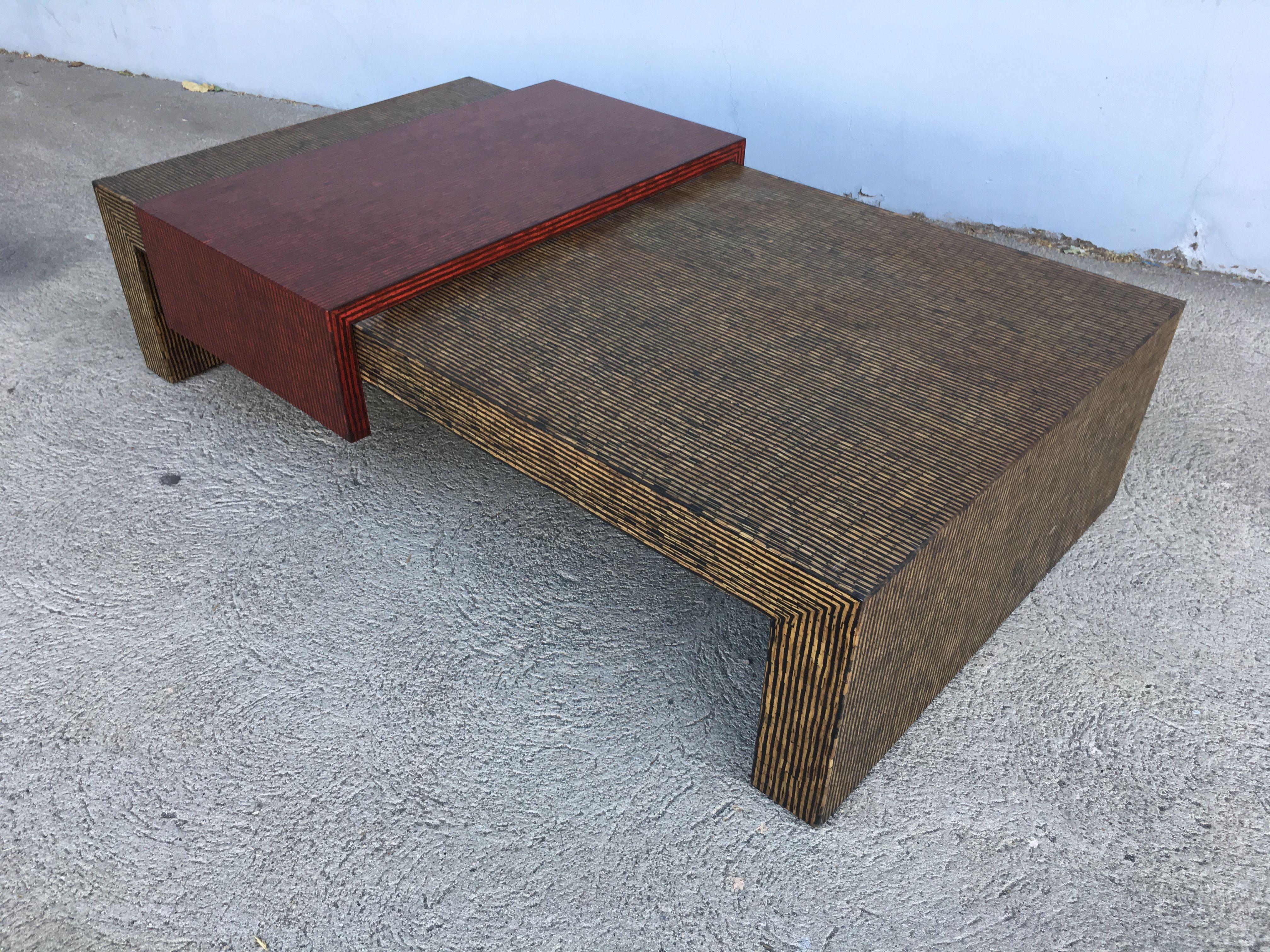 Two-Tone Cubist Style Coffee Table In Excellent Condition For Sale In Van Nuys, CA