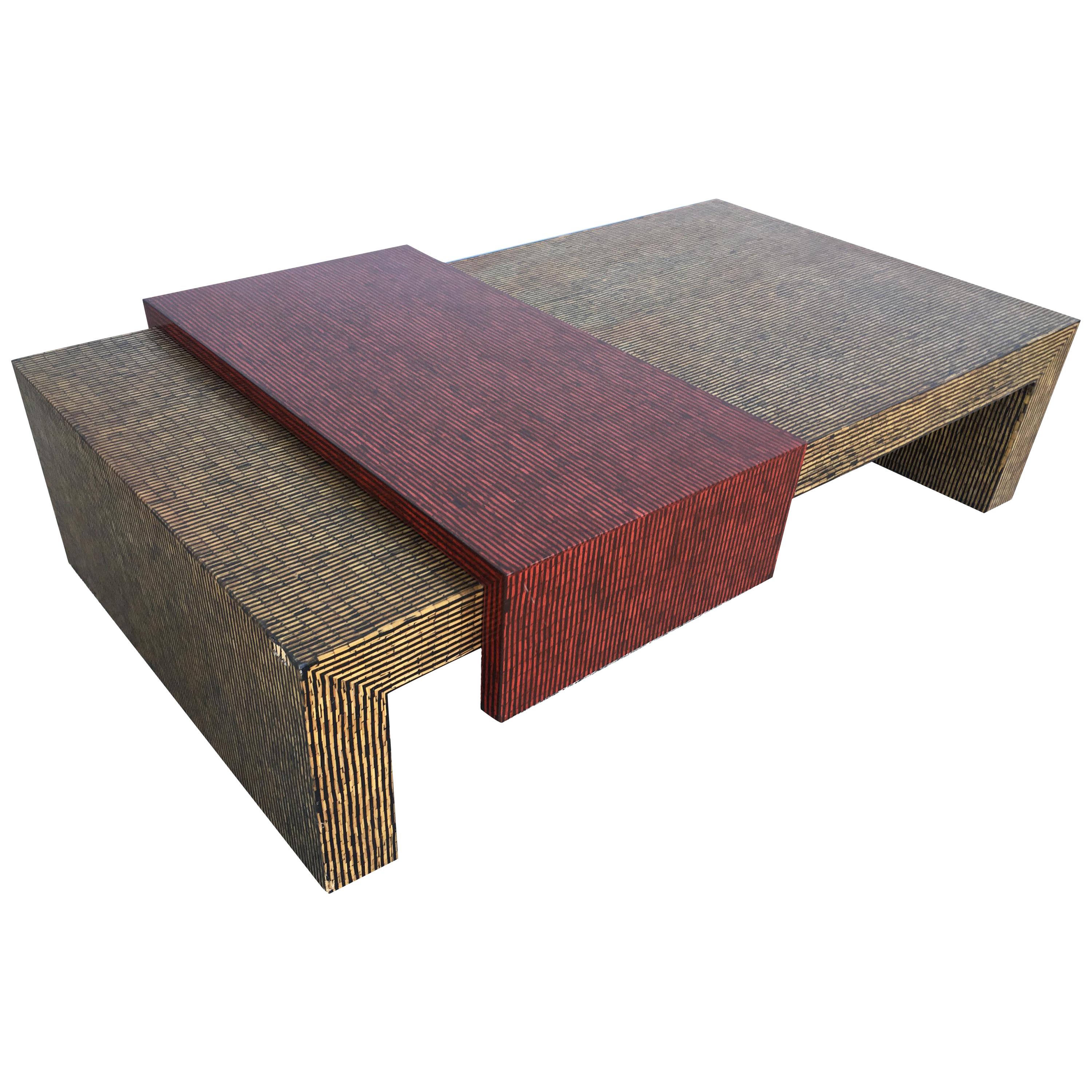 Two-Tone Cubist Style Coffee Table For Sale