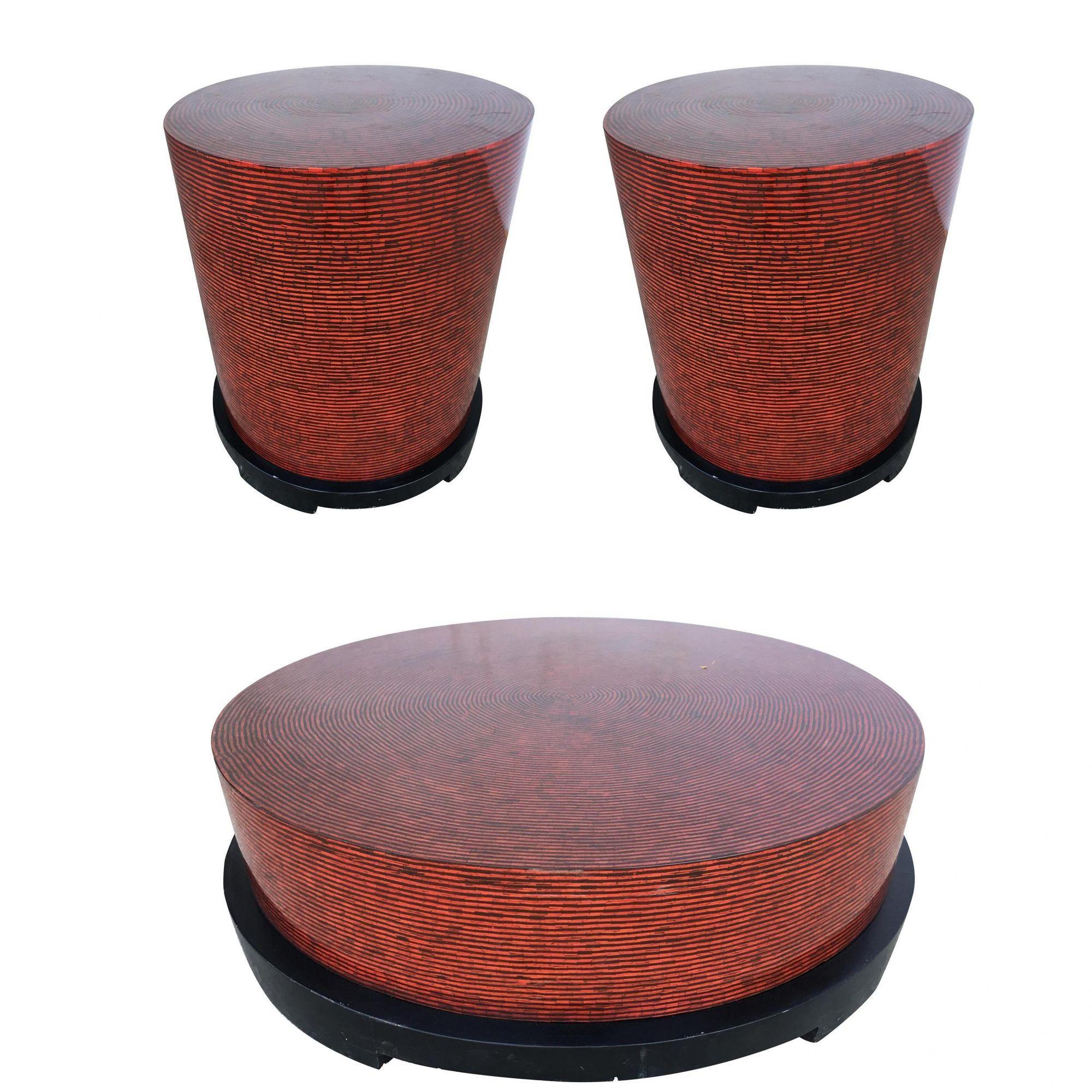Ensemble de salon rond bicolore de style cubiste, vers 1990 en vente 6
