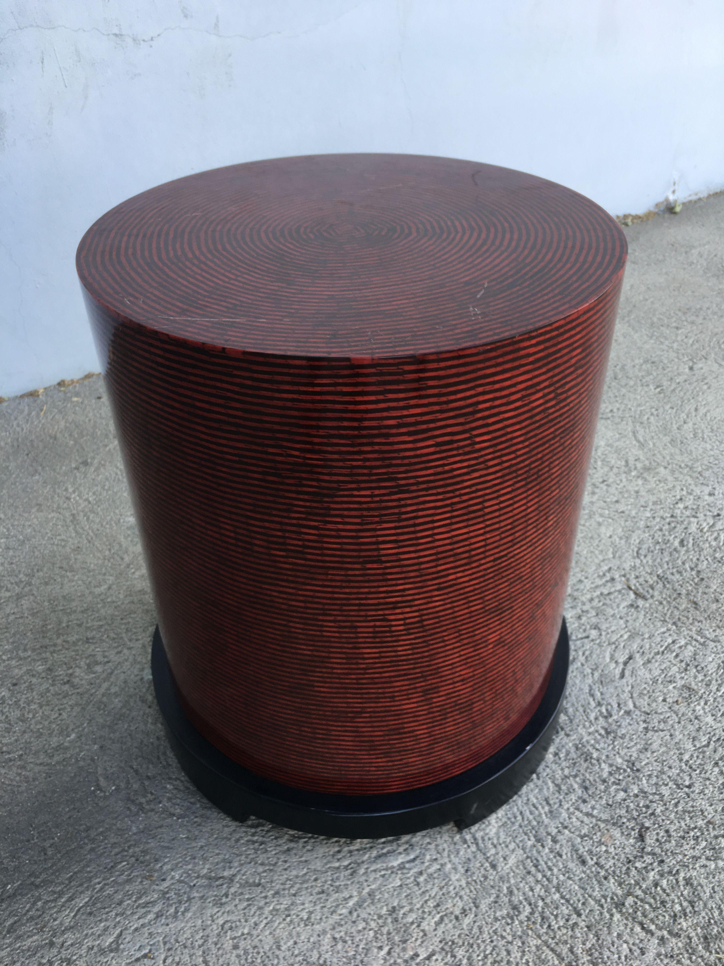Contemporary Two-Tone Cubist Style Round Side Table For Sale