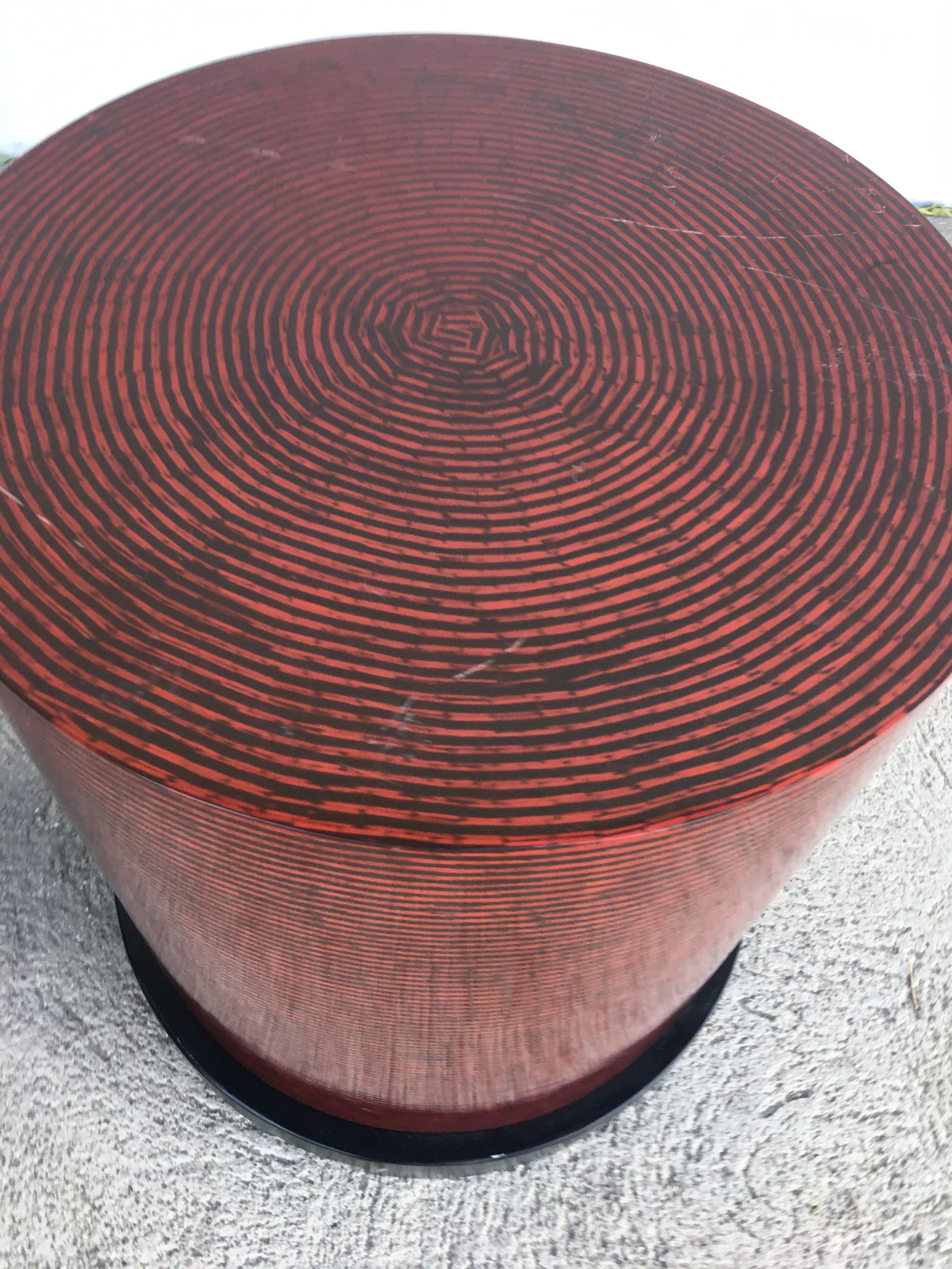Laminate Two-Tone Cubist Style Round Side Table For Sale
