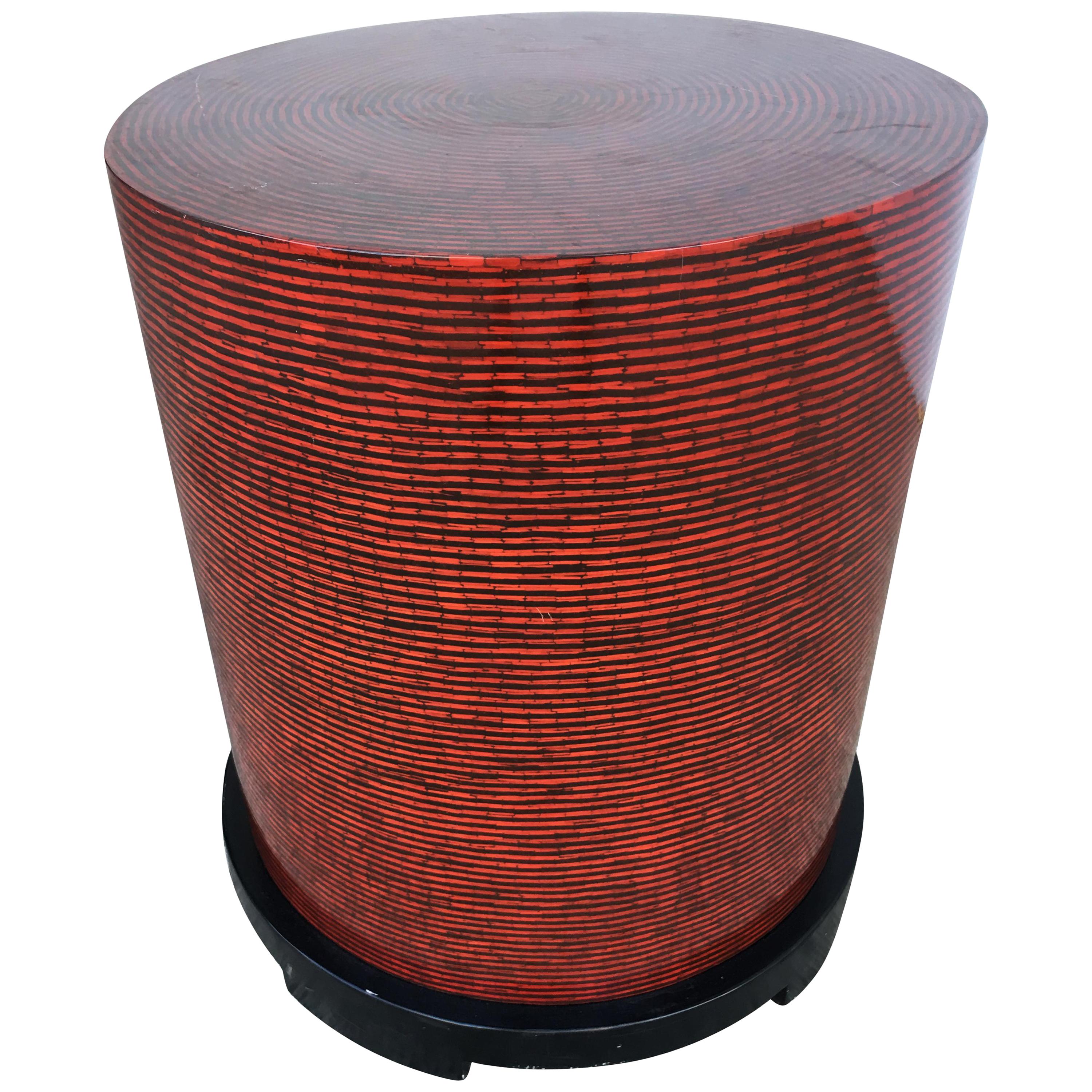 Two-Tone Cubist Style Round Side Table