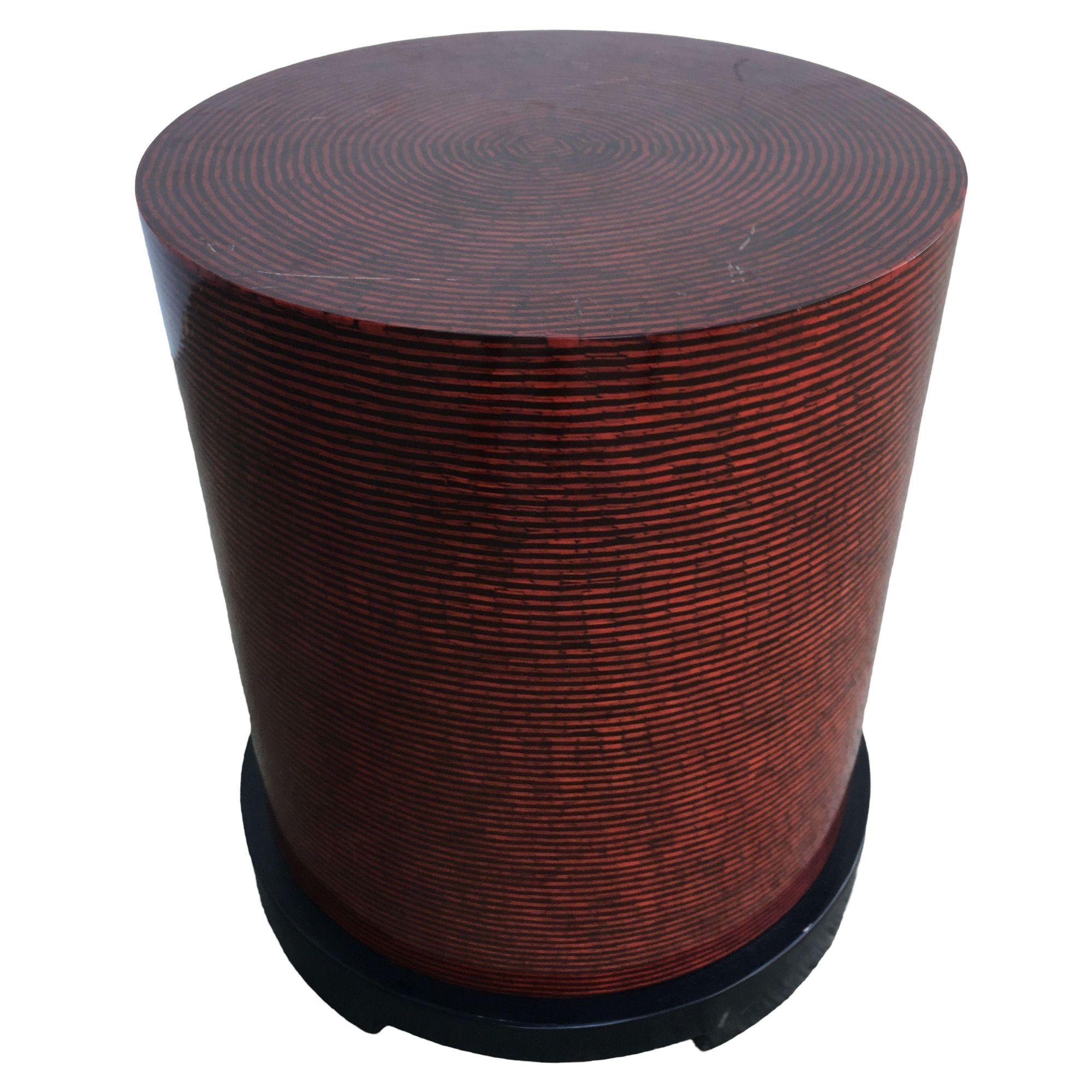 American Two-Tone Cubist Style Round Side Table, Pair For Sale