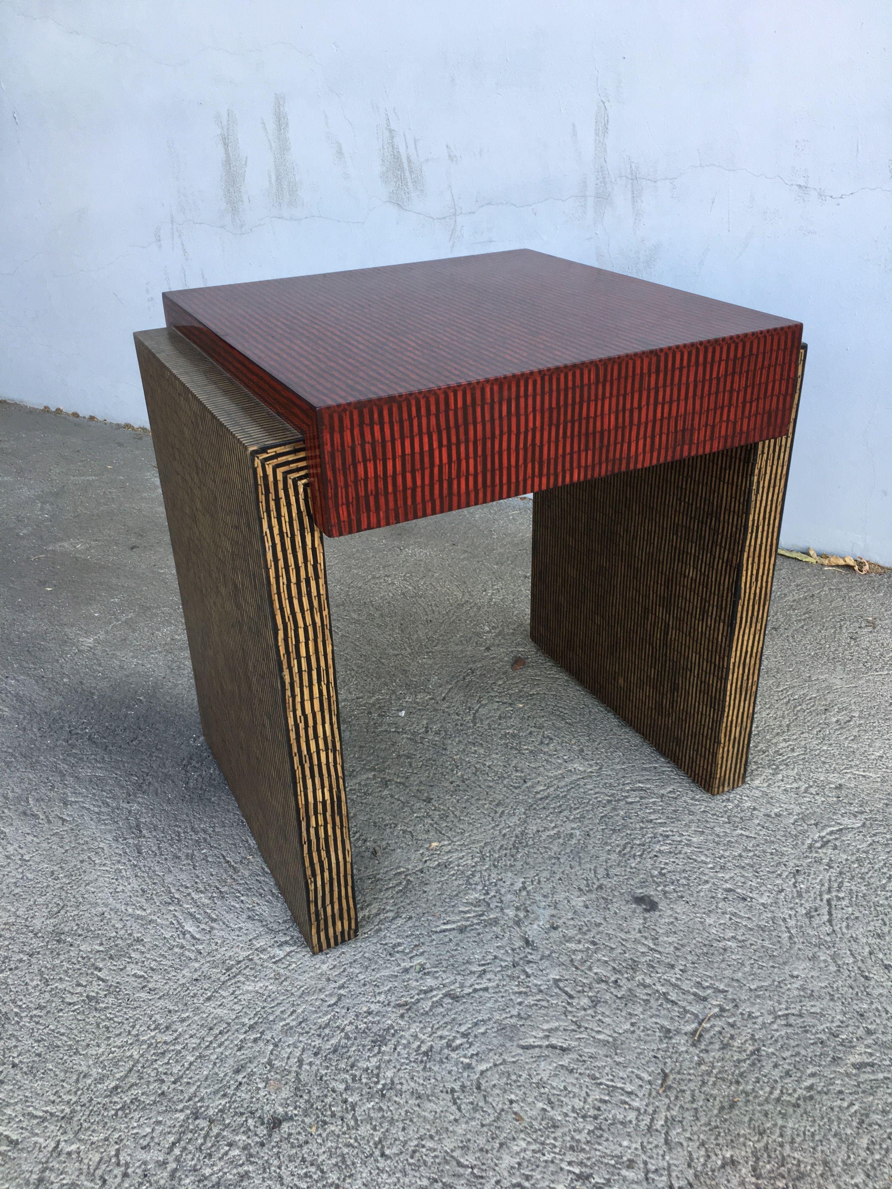 American Two-Tone Cubist Style Side Table, Pair