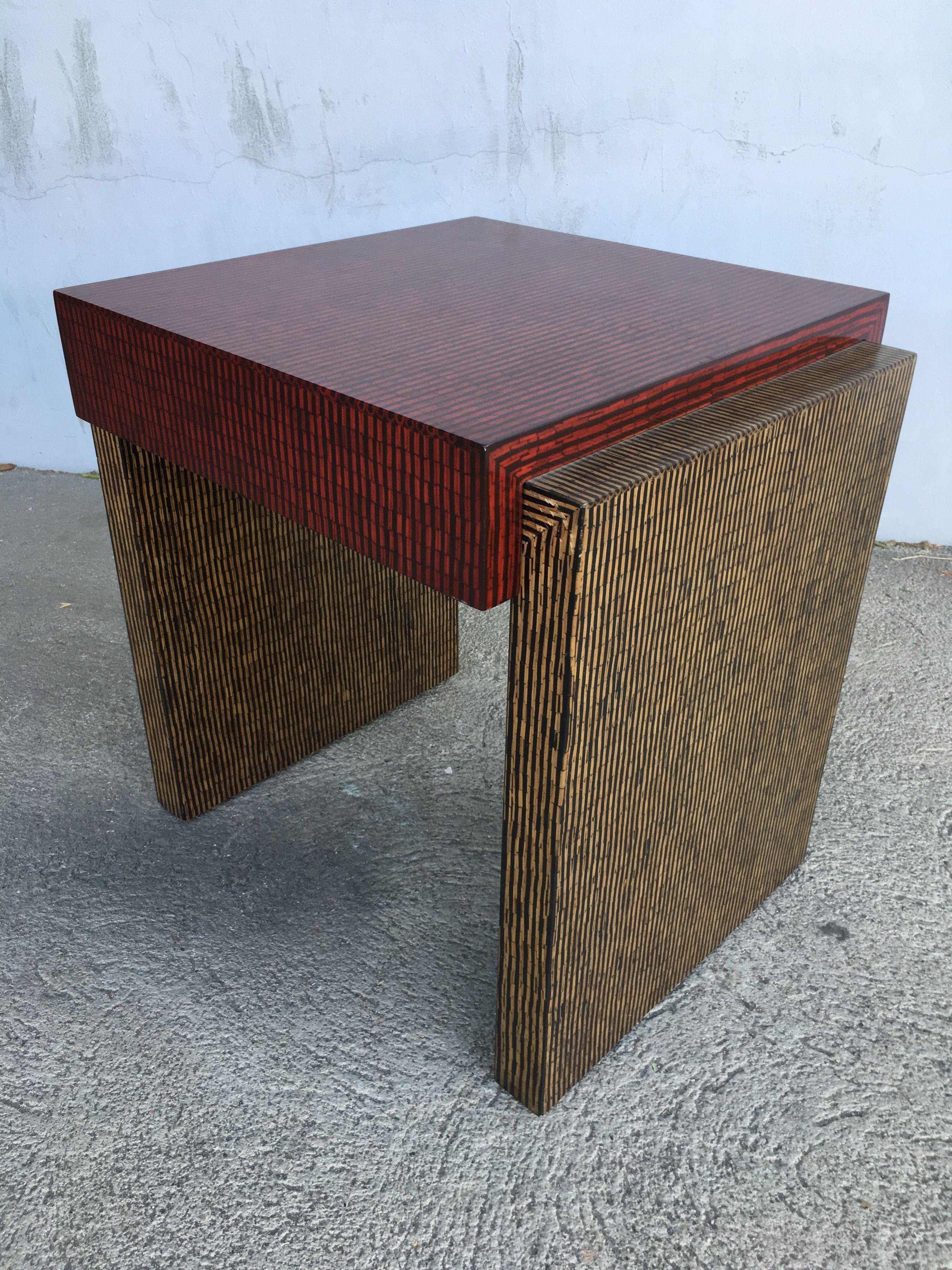 Two-Tone Cubist Style Side Table, Pair In Excellent Condition For Sale In Van Nuys, CA