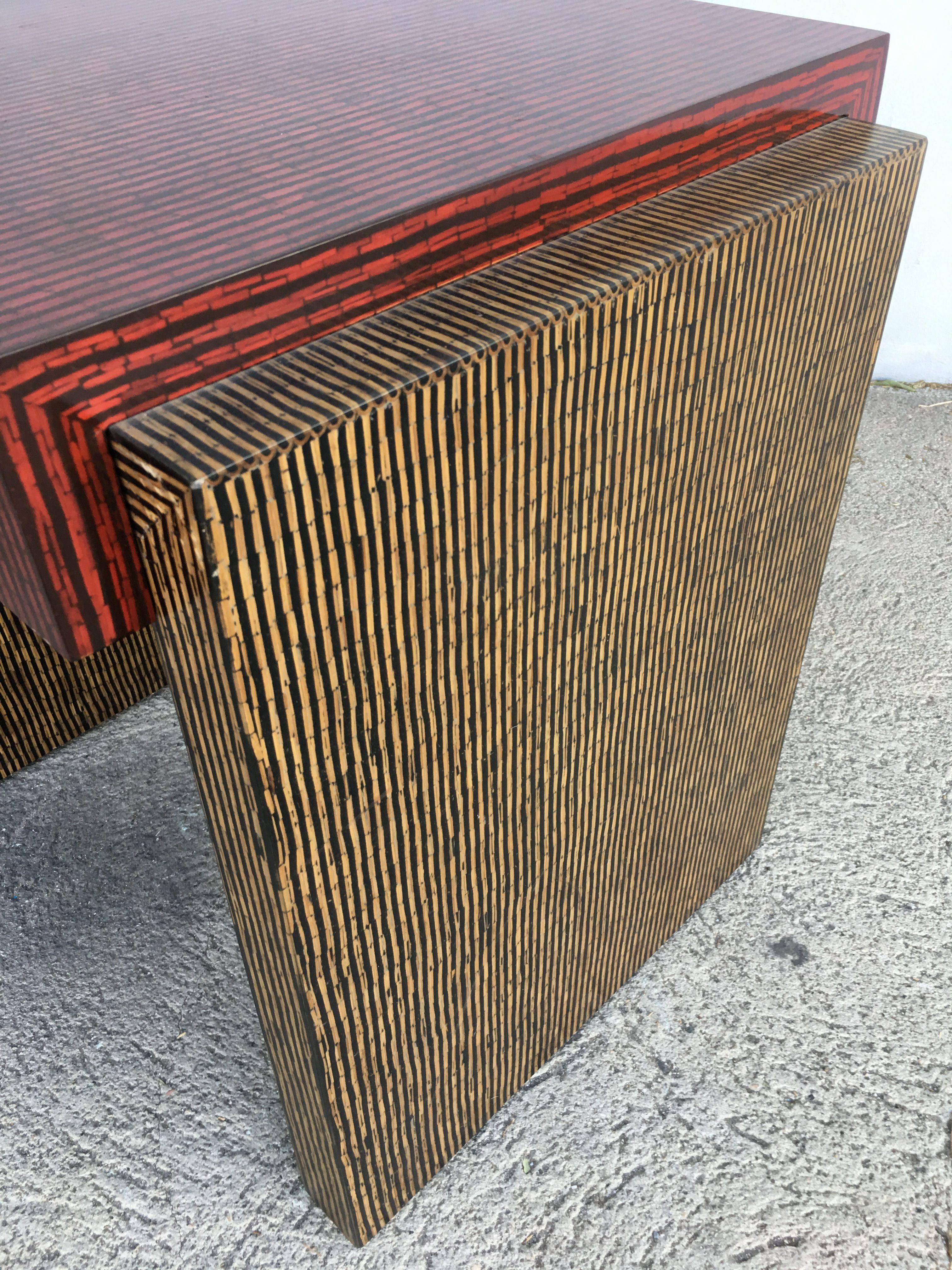 Late 20th Century Two-Tone Cubist Style Side Table, Pair For Sale