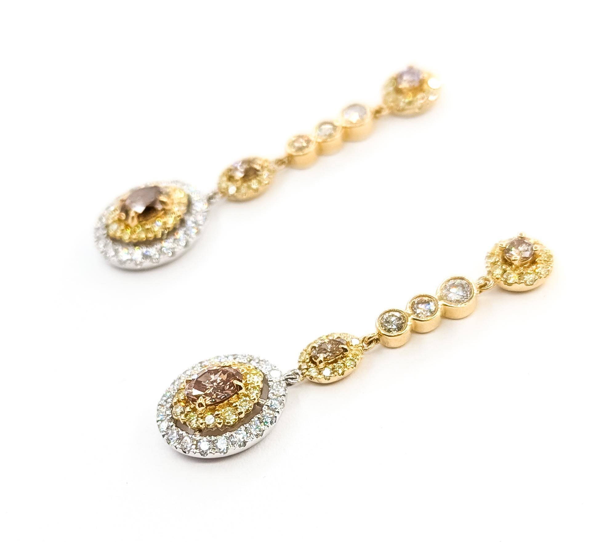 De las mujeres Pendientes Halo Colgantes Bicolor en Oro de 14k en venta