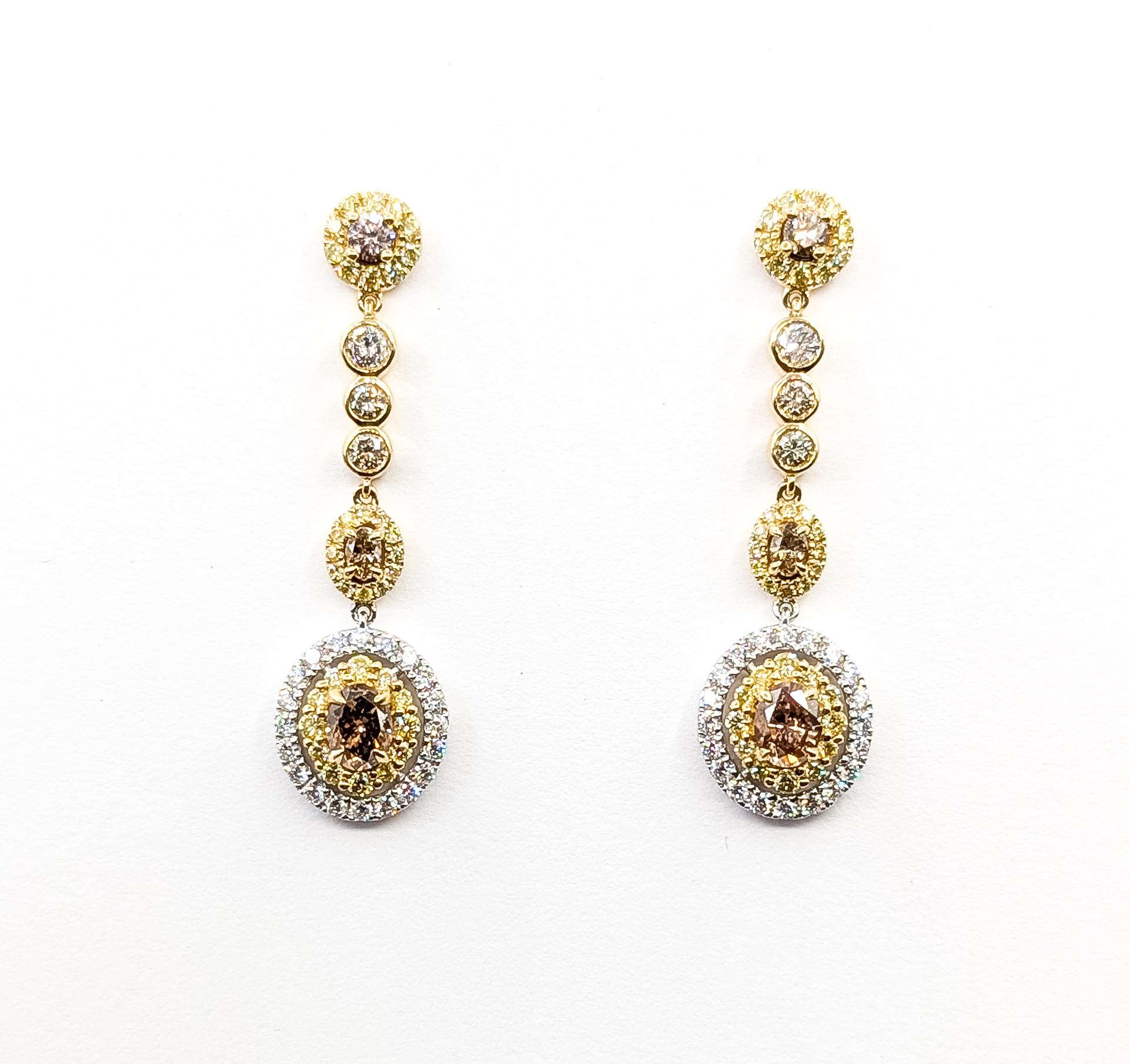 Pendientes Halo Colgantes Bicolor en Oro de 14k en venta 1