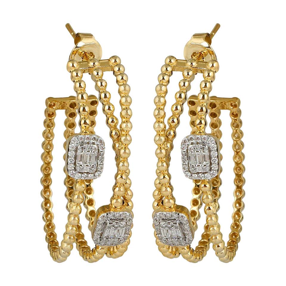Two tone diamond earrings Clearance