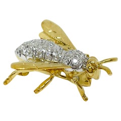 Two-Tone Diamond Bee Brooch Pin