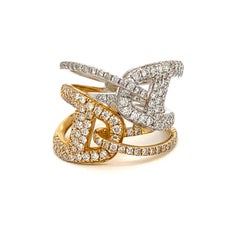 Two Tone Diamond Buckle Ring
