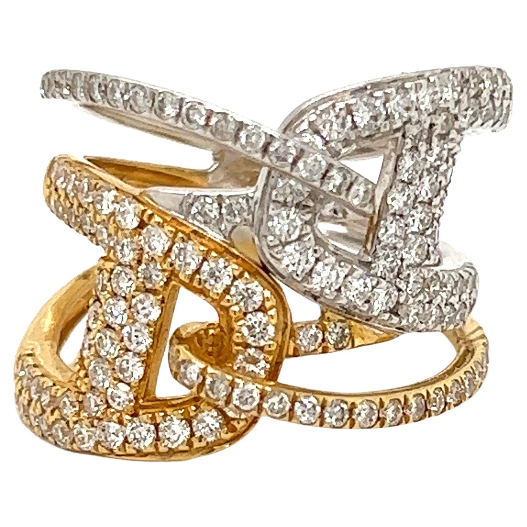 Two Tone Diamond Buckle Ring For Sale