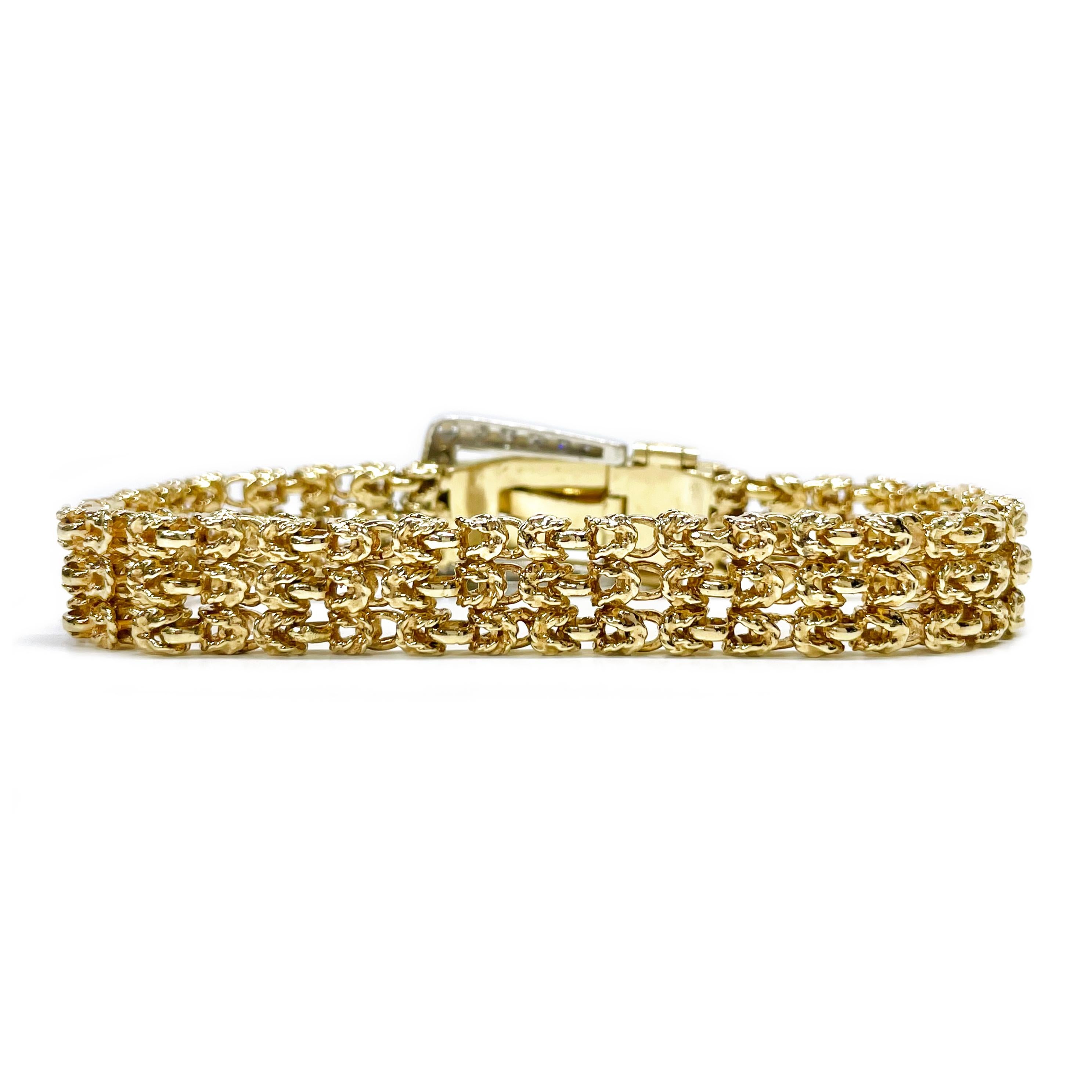 Bracelet à maillons byzantins avec diamants bicolores Bon état - En vente à Palm Desert, CA
