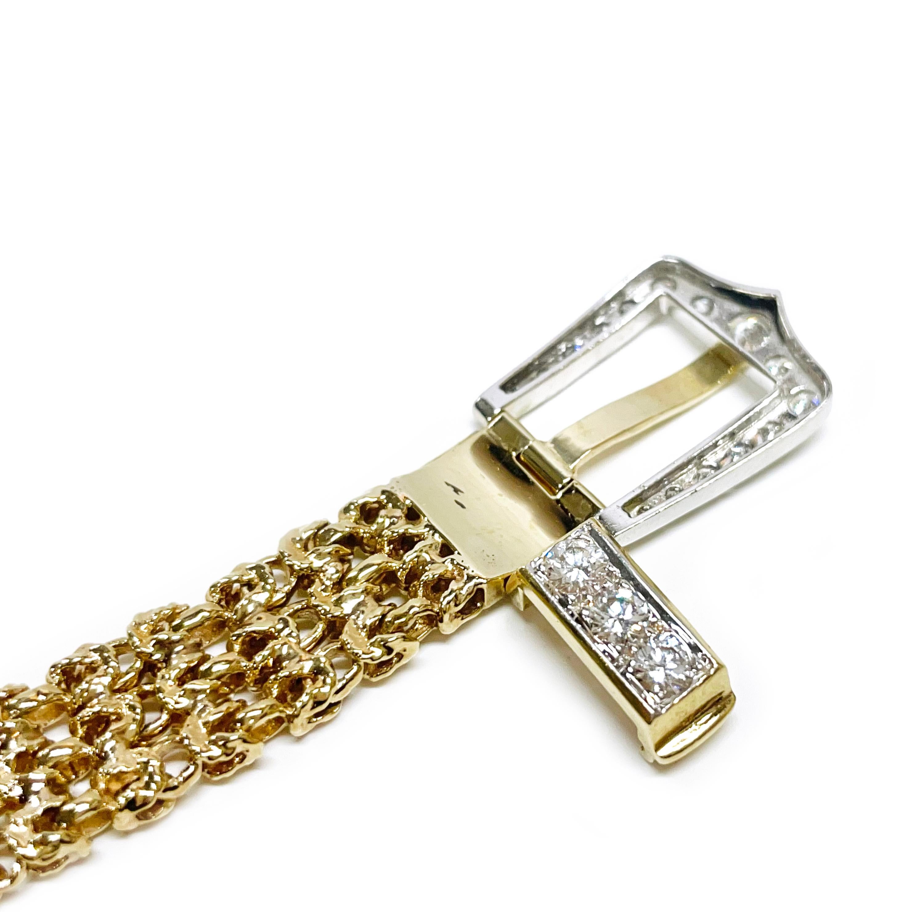 Bracelet à maillons byzantins avec diamants bicolores Unisexe en vente