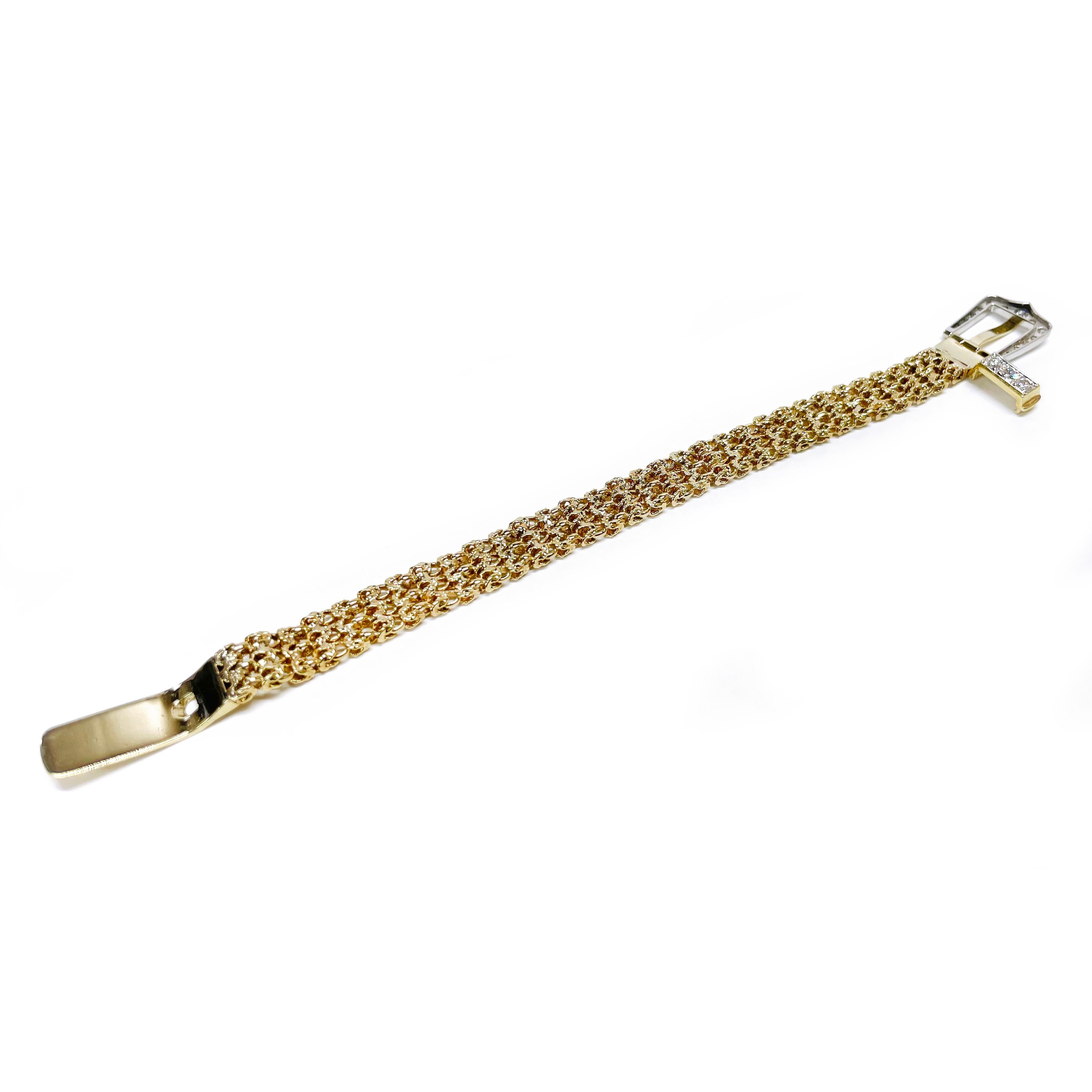 Bracelet à maillons byzantins avec diamants bicolores en vente 1