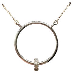 Zwei Ton Diamant Kreis Halskette 10K Gold 0.10ctw GH SI Einstellbar 16 bis 18in