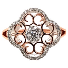 Two-Tone Diamond Clover Ring