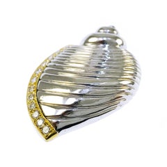 Two-Tone Diamond Conch Shell Brooch/Pin