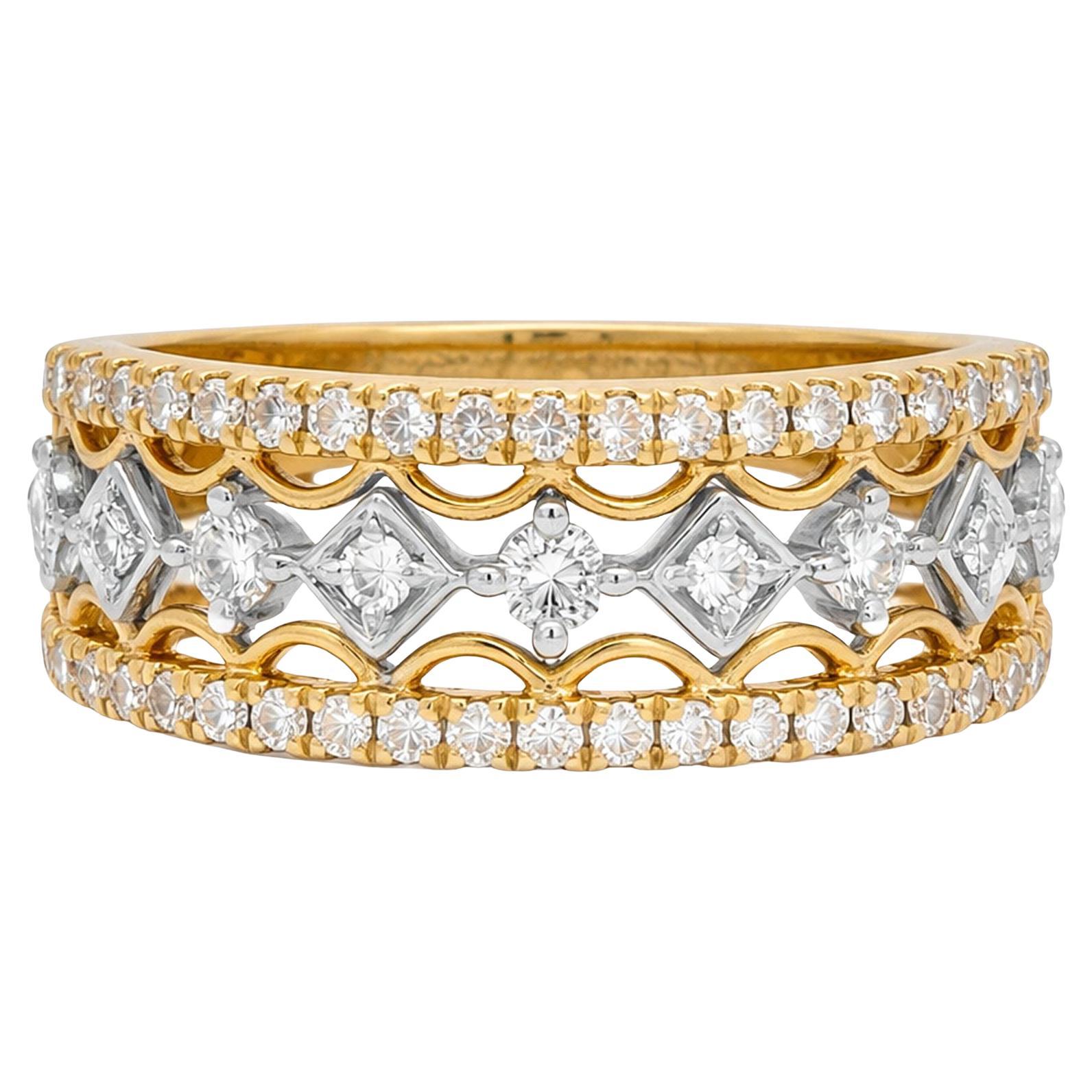 Two-Tone Diamond Crown Band For Sale