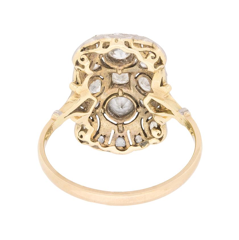 Edwardian Two-Tone 1.06ct Diamond Dinner Ring For Sale