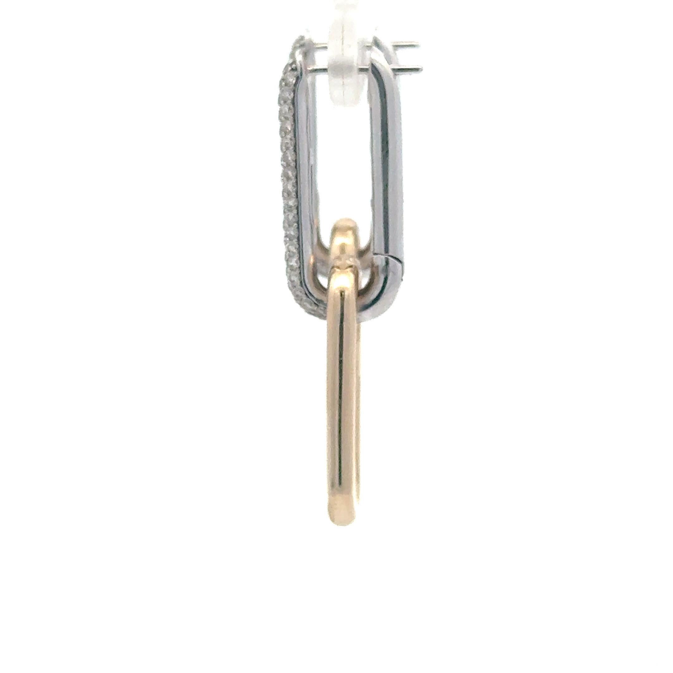 Zweifarbige Diamant-Tropfenohrringe aus hochglanzpoliertem Papierclip 1,04 Karat 14KT 6 Gramm Damen im Angebot