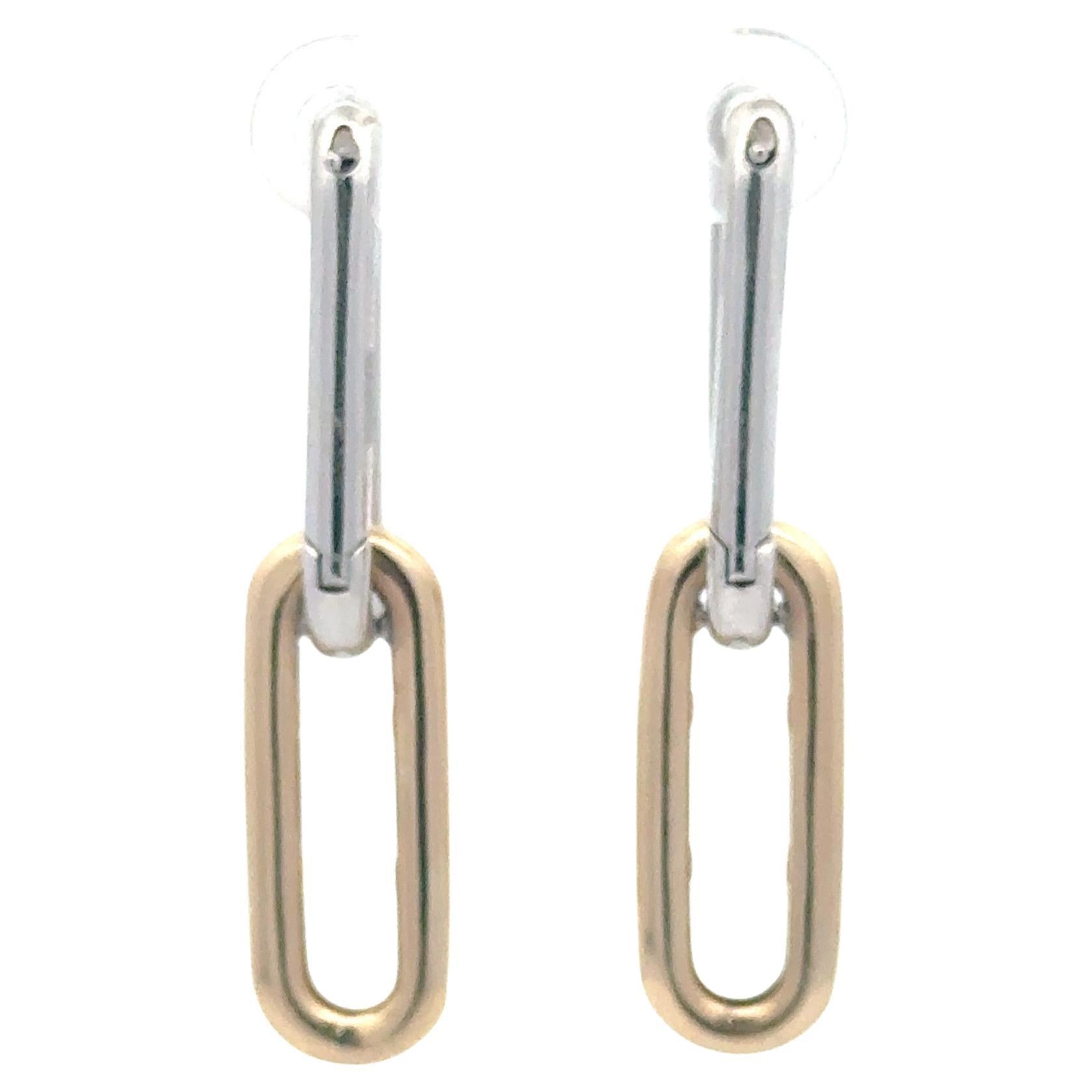 Zweifarbige Diamant-Tropfenohrringe aus hochglanzpoliertem Papierclip 1,04 Karat 14KT 6 Gramm im Angebot 2