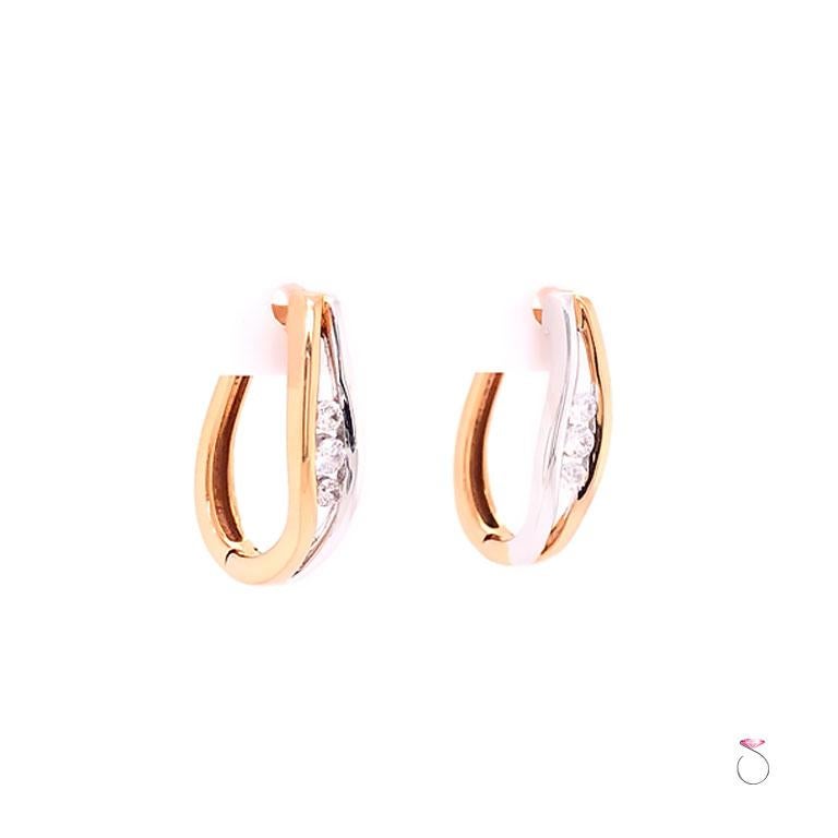 two tone diamond hoop earrings