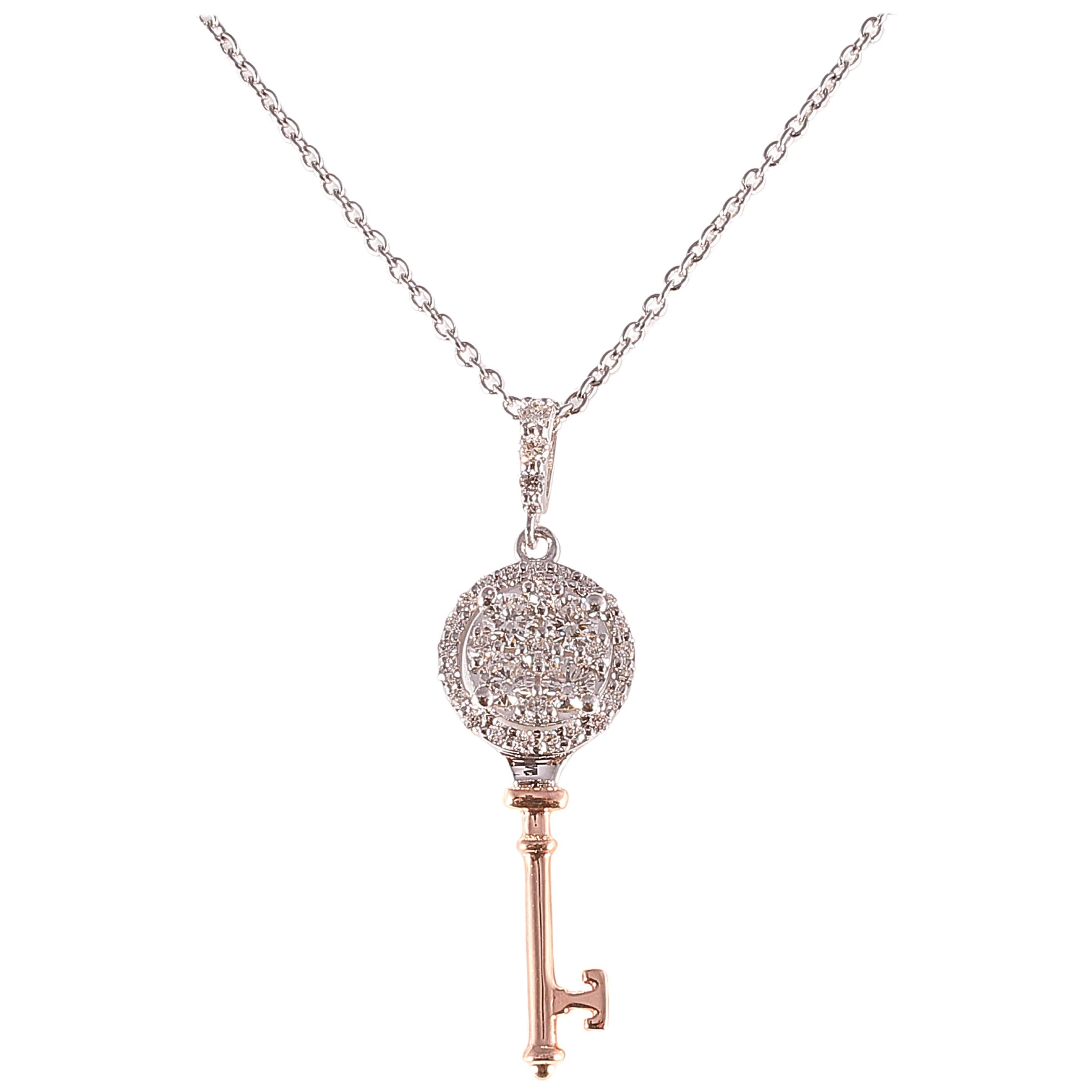Two-Tone Diamond Key Necklace