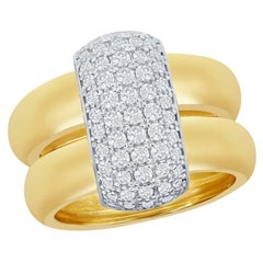 Two Tone Diamond Pave' Ring 14 Karat