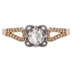 Two-Tone Diamond Ring in 14K Yellow and White Gold, 0.71 Carat