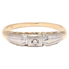 Two Tone Diamond Ring, Mini Diamond Ring, Bi Color Gold Ring, 14K Gold, Simple D