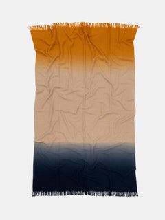 Two-Tone Dip-Dyed Merino Wool Throw in Navy Blue and Mustard